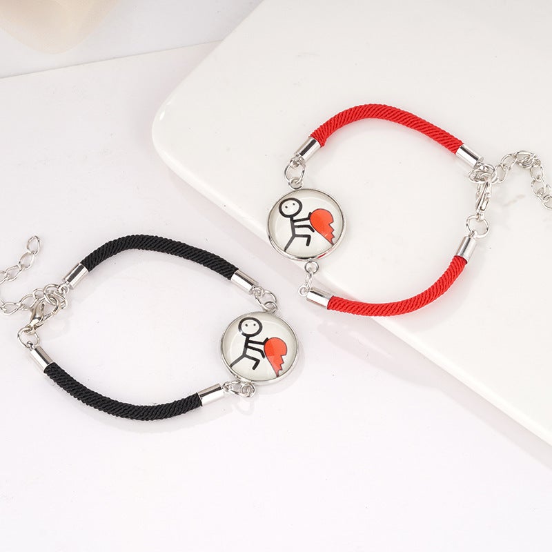 Fashion Sun And Moon Lovers Stainless Steel Time Gem Woven Bracelet Valentine'S Day Couple Bracelet Moon Bracelet - Image 2